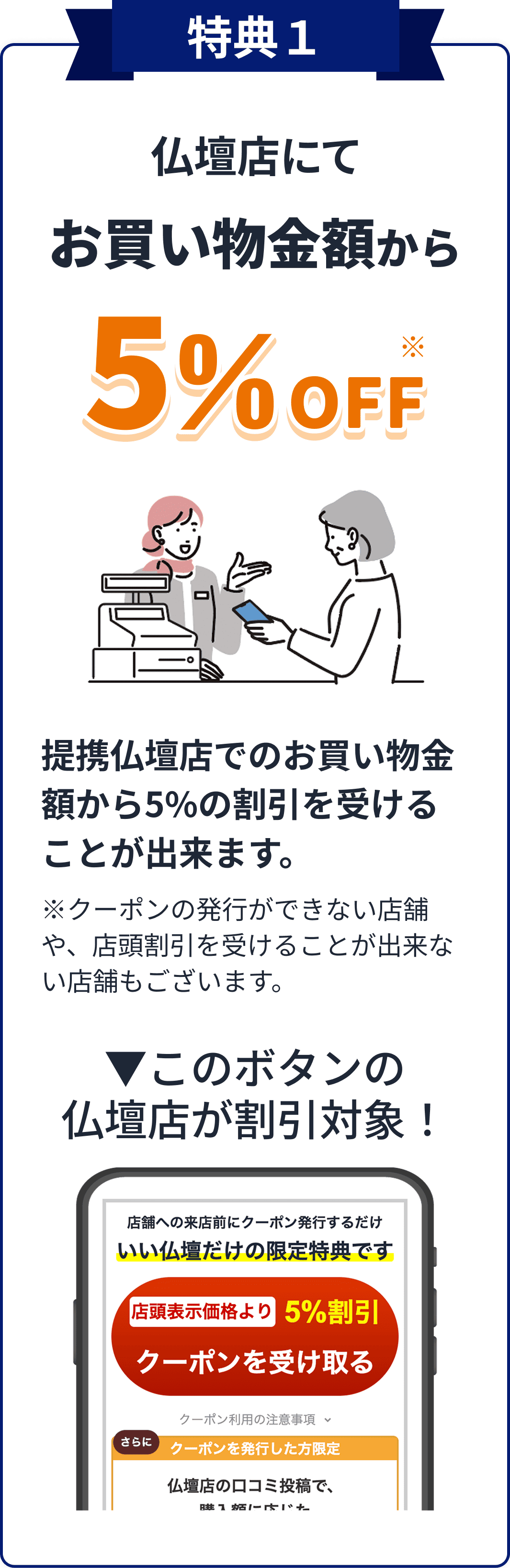 特典１ 購入金額から5%OFF